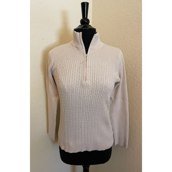 Croft & Barrow Cream High Neck Half Zip Sweater- Sz M - Picture 1 of 7